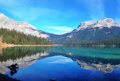 Beautiful Mountain Reflection at Emerald Lake Yoho National Park BC Canada