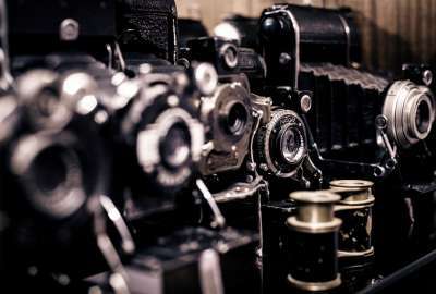 Black Cameras Iron Lens Photography Vintage