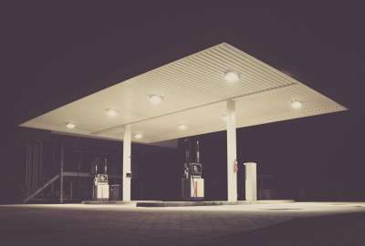 Black Fuel Gasoline Lights Night Pump Purple Station