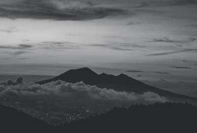 Black and white Clouds Sunset Volcano