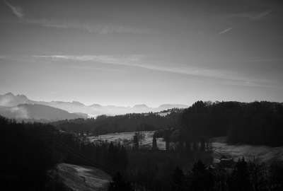 Black and white Landscapes Mountains Trees Winter