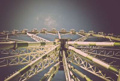 Blue Ferris Wheel Fun Iron Luna Park Sky