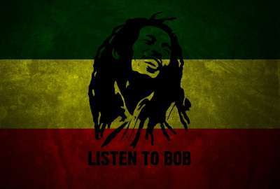 Bob Marley Musician Dreadlocks Flag Jamaica The Inscription