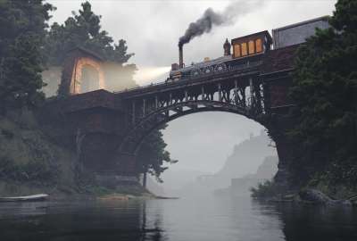 Bridge for Train Over Stream