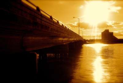 Bright Sun and Bridge
