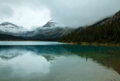 Clouds Rolling in Over Bow Lake Alberta Canada