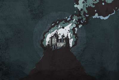 Dark Minimal Art Horror Castle
