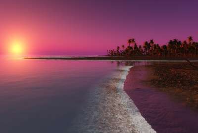 Digital Coastal Beach Sunset 14398