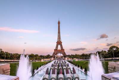 Eiffel Tower Paris Gold Evening France Fountain