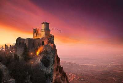 Fortress Guaita is One of Three Peaks Overlooking the City of San Marino Capital San Marino