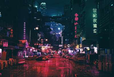 Futuristic Chinatown at Night