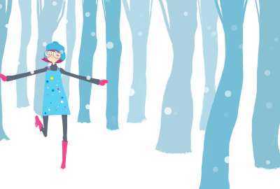 Girl in Snowy Forest