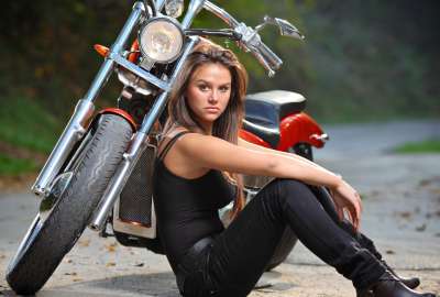 Girl Next to Motorcycle