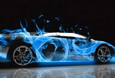 Lamborghini In Blue Flames