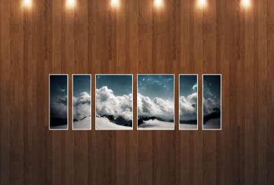 Landscape Pictures on a Wooden Wall