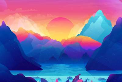 Mountains Sunset Digital Art