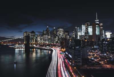 New York City S Manhattan Timelapse Buildings Night Boat Bridge