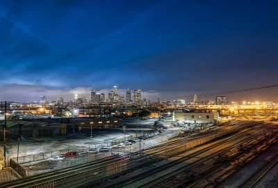 Night Los Angeles Cityscape Railway HD