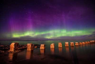 Northern Lights Over The Moray Coast In Scotland