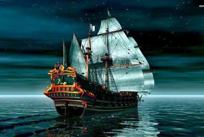 Pirate Ship Sky Ocean Abstract Fantasy
