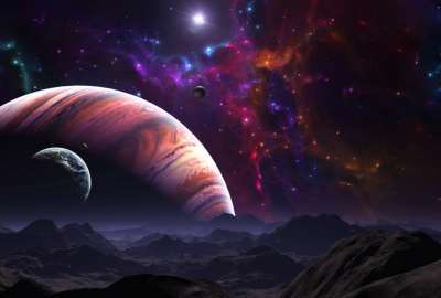 Planets Colorful Nebula Surface