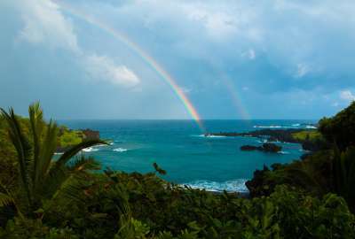 Rainbows Over Waianapana Beach in Maui Hawaii - OC
