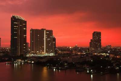 Red Sunset Over Bangkok Thailand