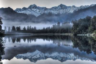 Reflections on Lake Matheson New Zealand