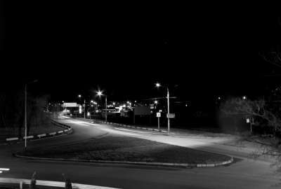 Road Night Lights in Black and White