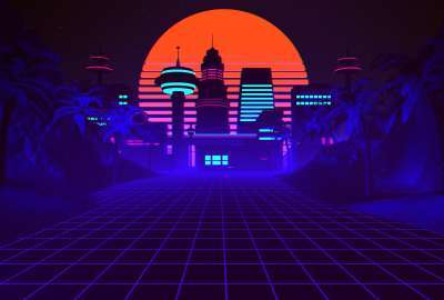 80s Synthwave And Retrowave Illustration Premium
