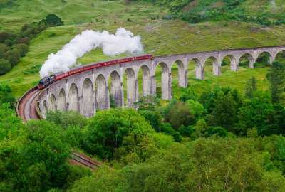 Steam Train Glenfinnan Viaduct is a Railway Viaduct on the West Highland Line in Glenfinnan Inverness Shire-Scotland
