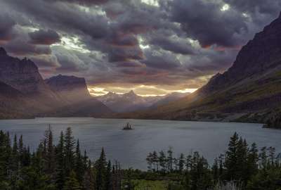 Sunset At St Mary Lake Glacier National Park