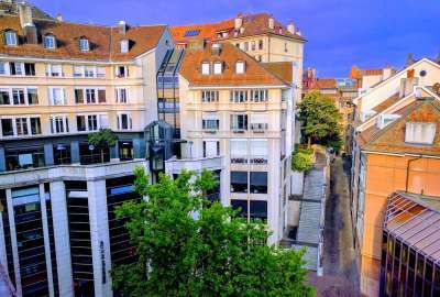 Super Cozy Street View From Hotel in Geneva Switzerland