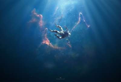 Surreal Drowning Astronaut