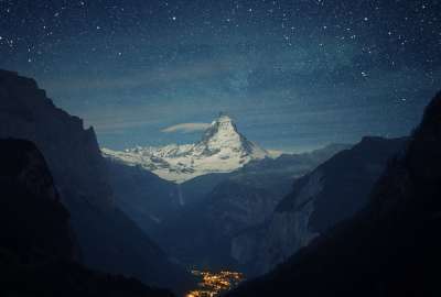 Switzerland Alps Mountain at Night