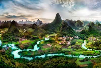 The Green Hills of Li River Guangxi China
