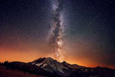 The Milky Way Seen From Mount Rainer