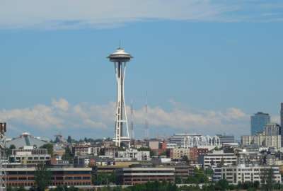 Space Needle Louds Water Washington Seattle