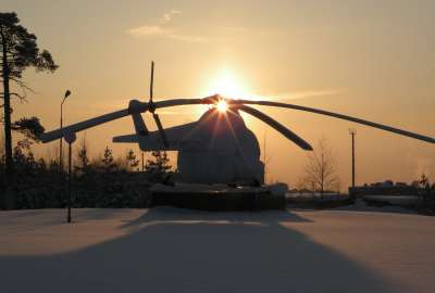 Winter Helicopter Sun Rise