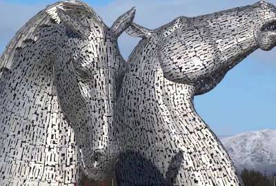Winter Kelpies Horse Sculptures Forth And Clyde Canal Falkirk Scotland