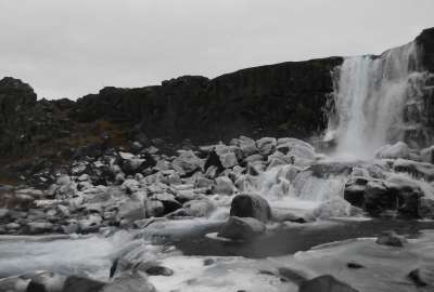 Öxarárfoss Iceland Frozen Waterfall Thingvellir National Park