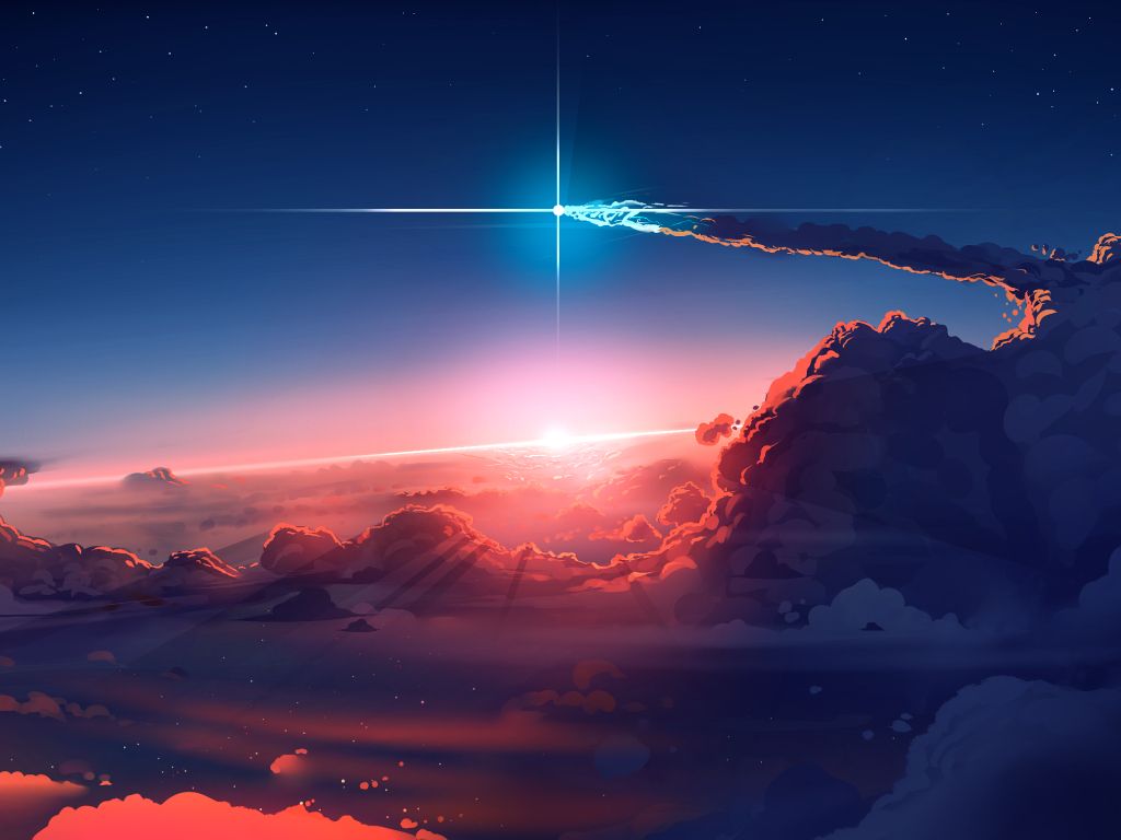 X Beautiful Sunset With a Rocket wallpaper