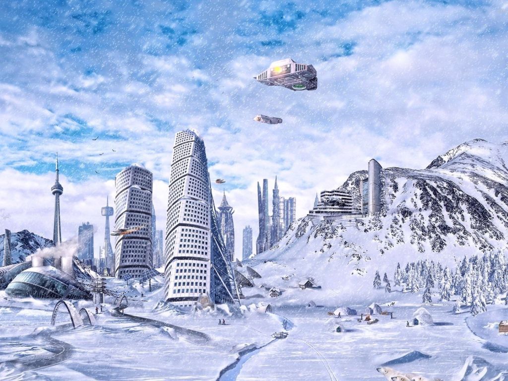 3D Ice Age Future Fantasy City wallpaper
