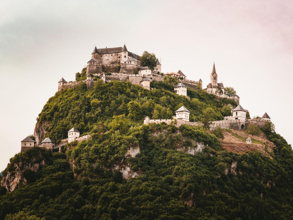 A Beautiful Castle Built On Top Of A Mountain wallpaper