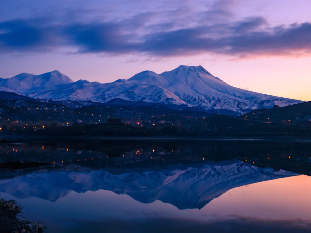 A Mount Reflection in Sunset wallpaper