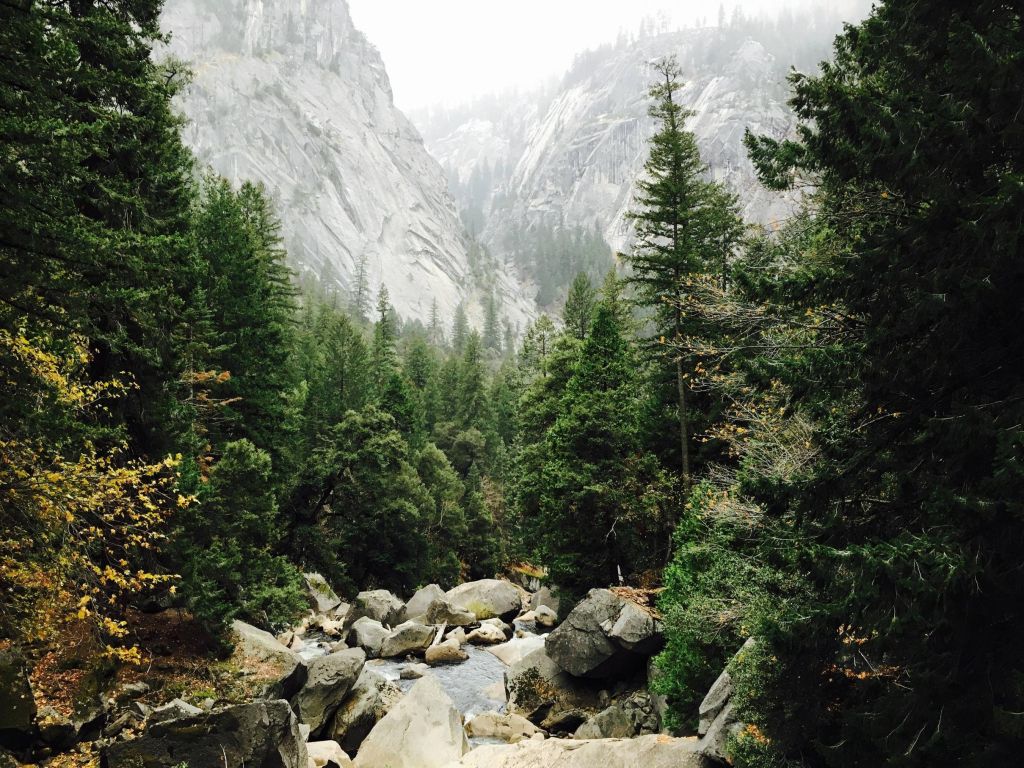 A River at the Top of Vernal Falls in Yosemite wallpaper