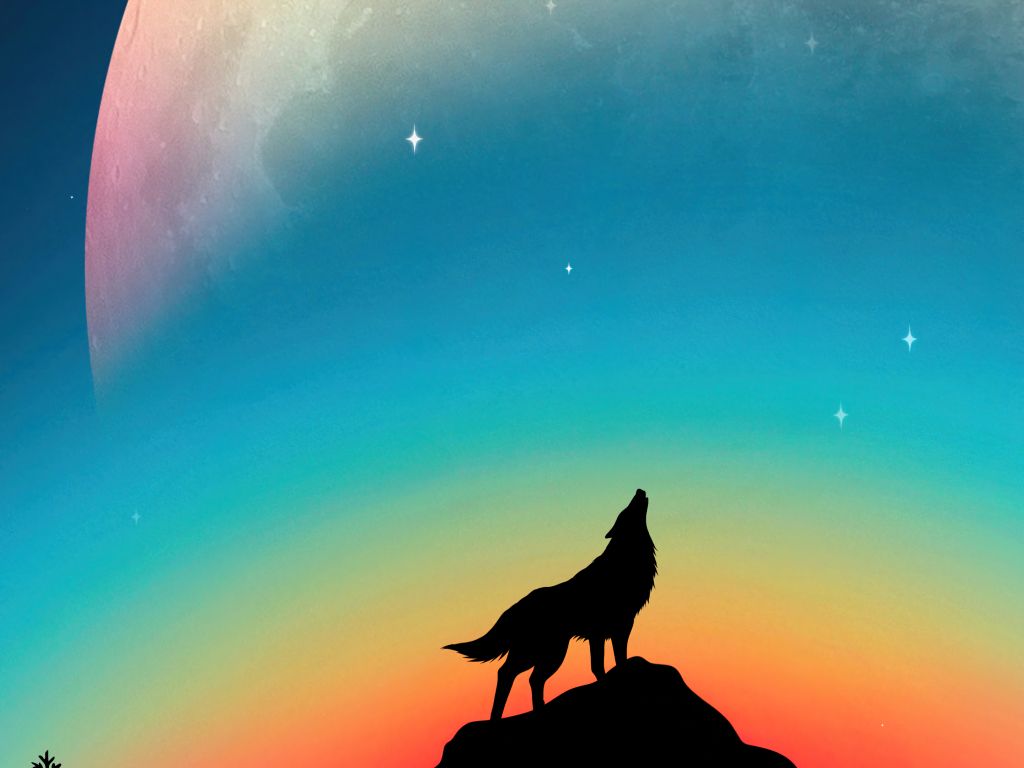 A Wolf Howling to the Moon wallpaper