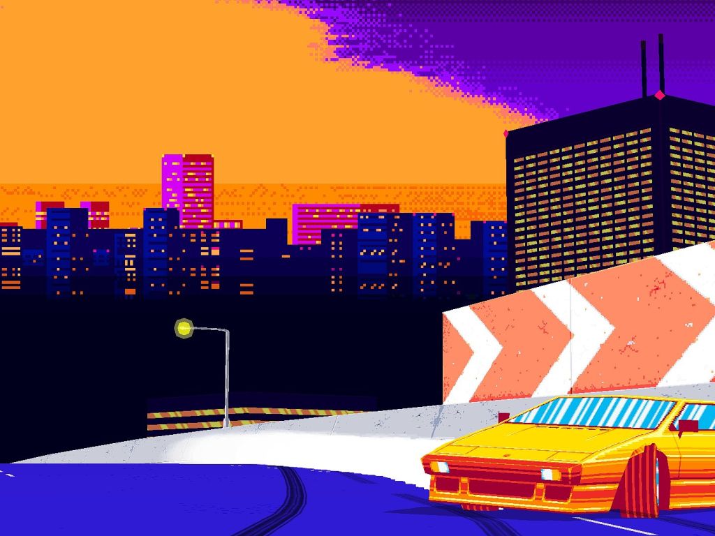 Abstract Highway Pixel Art wallpaper