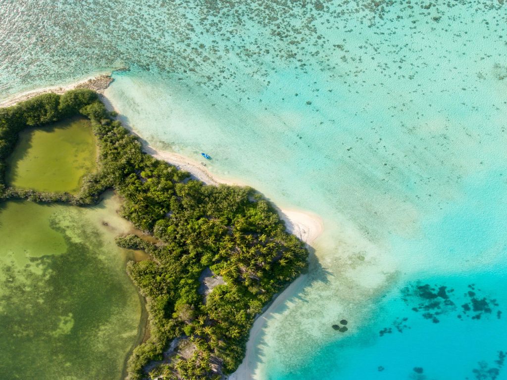 Aerial View of a Green Island wallpaper