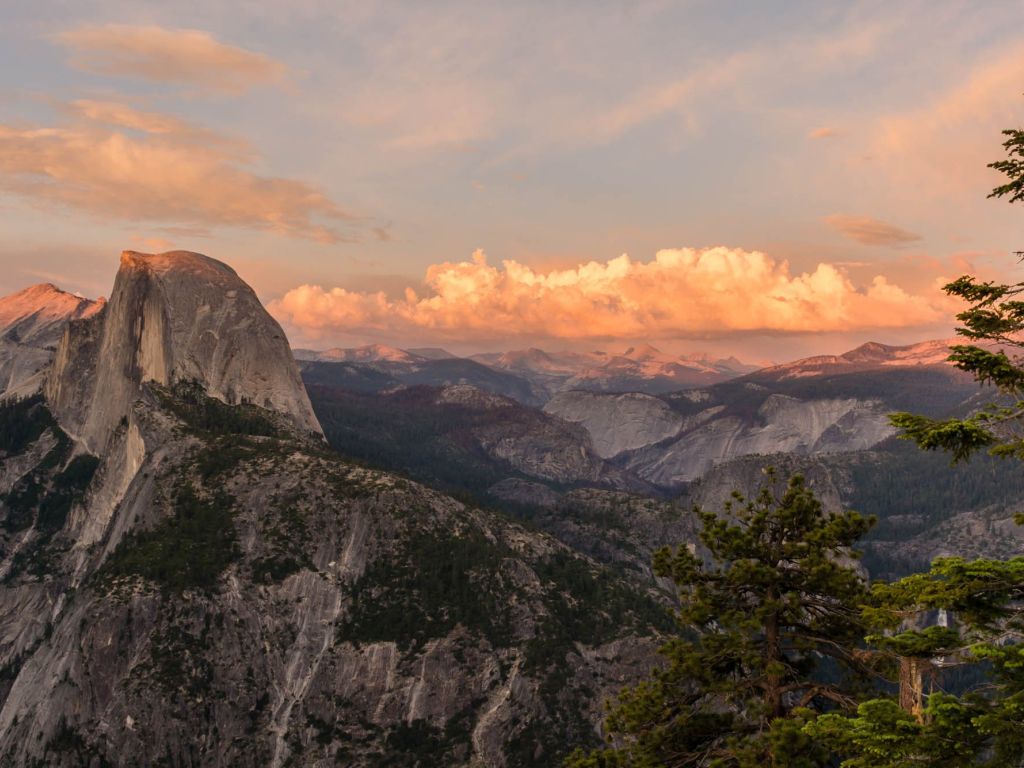 Alpine Glow - Last Light of Sunset on Half Dome Yosemite wallpaper